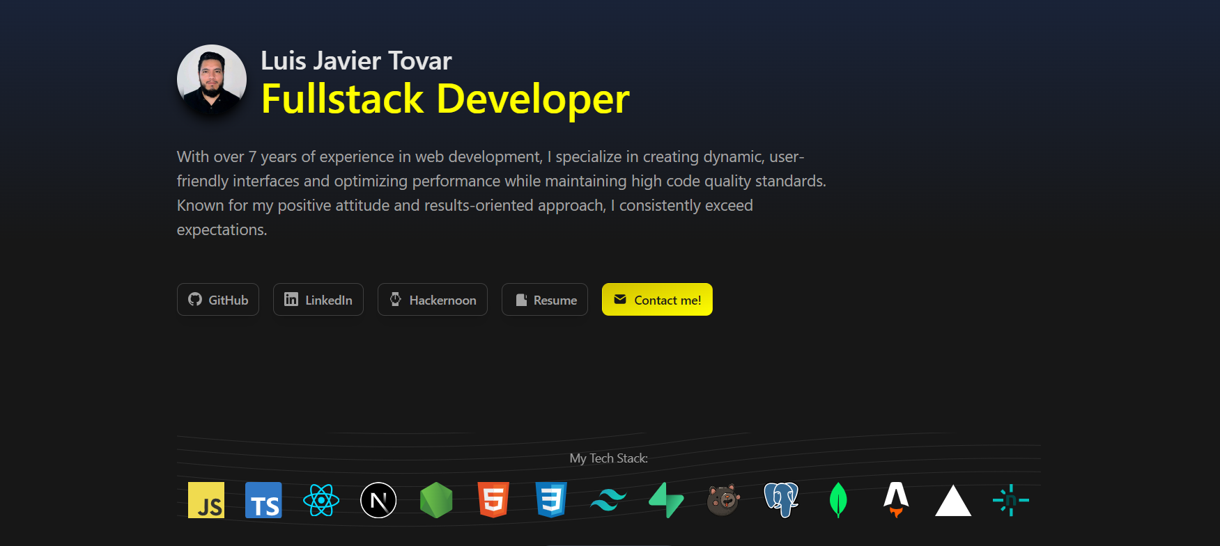 Luis Javier Tovar - Full Stack Developer, 7+ years of experience